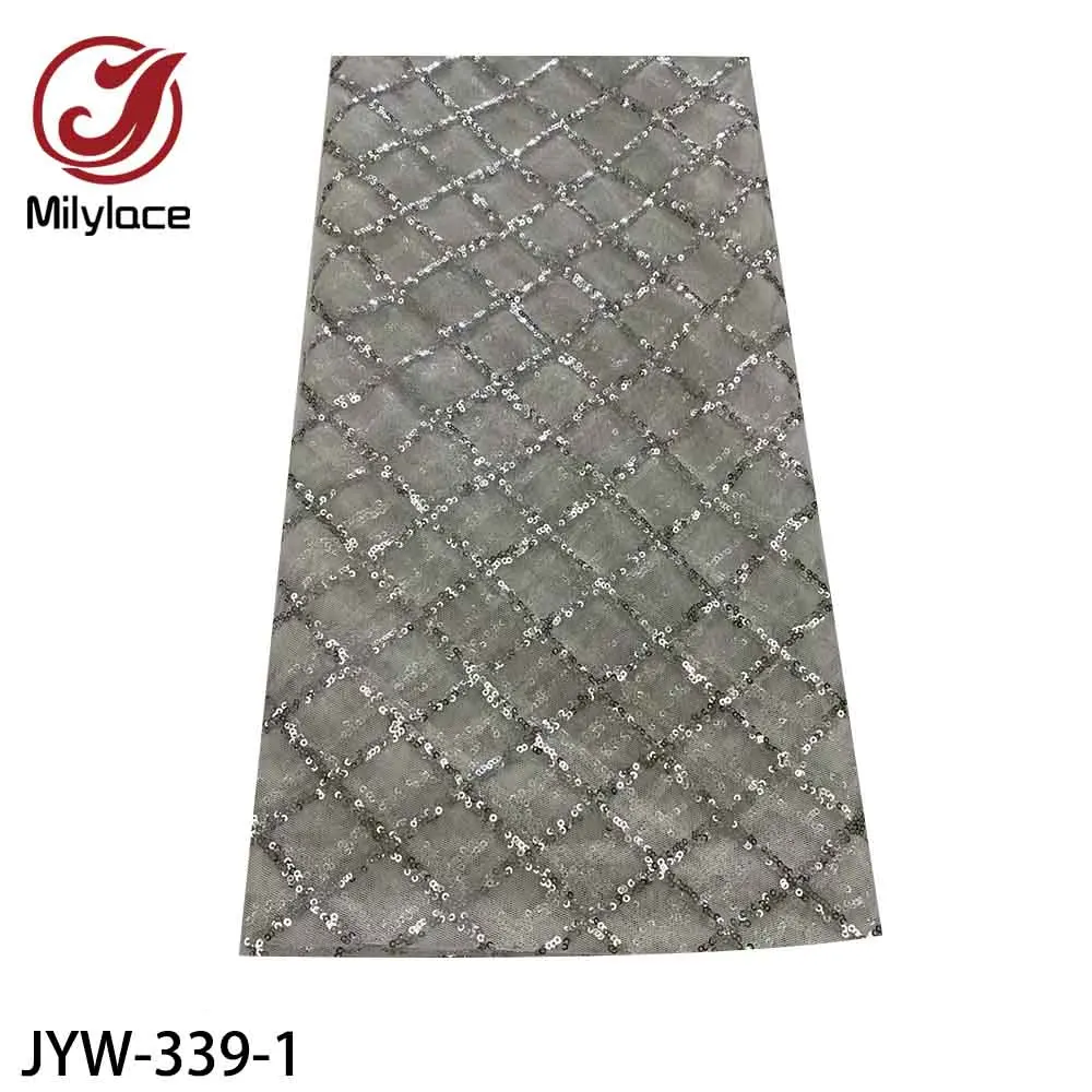 

High Quality Nigerian Lace Fabrics African Sequins Lace Fabric Cheap Tulle Lace Fabrics for Wedding Party Dress JYW-339