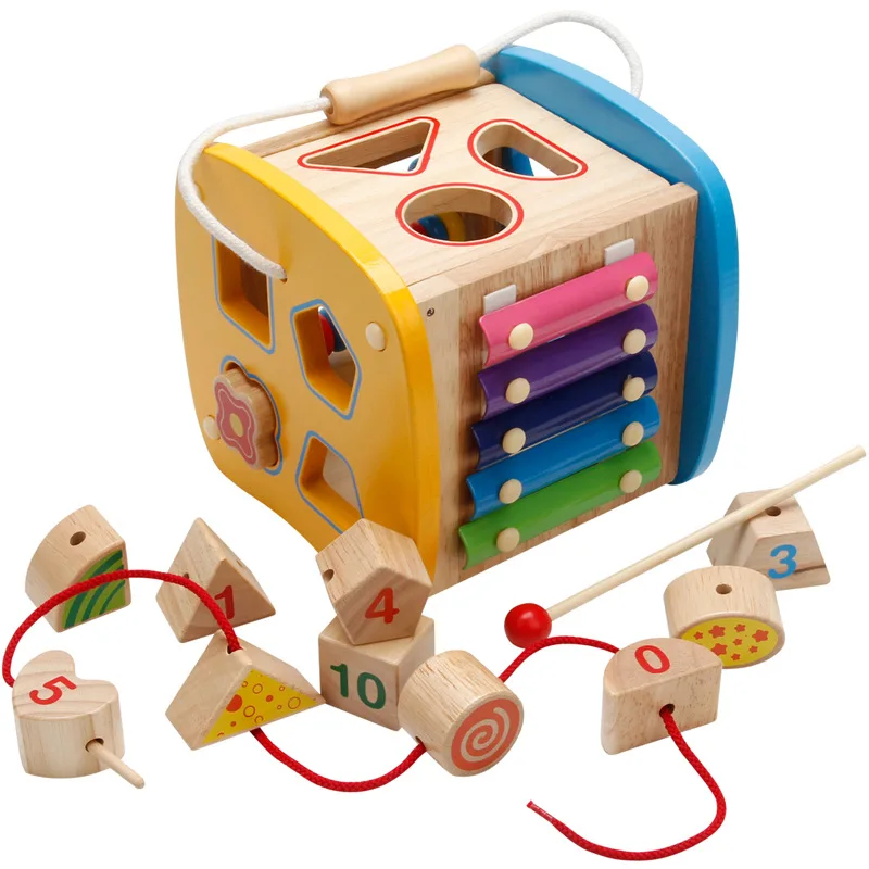 

Baby Wooden Toy For Children Wood Classic Multi Shape Sorter Block For Kids Gift Wooden Multi-function Box Christmas Present