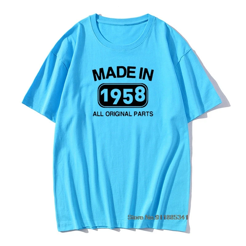 

Made in 1958 Birthday All Original Parts T-Shirt 63 Years Vintage Cotton TShirts Retro Print Father Grandad Tee Shirt