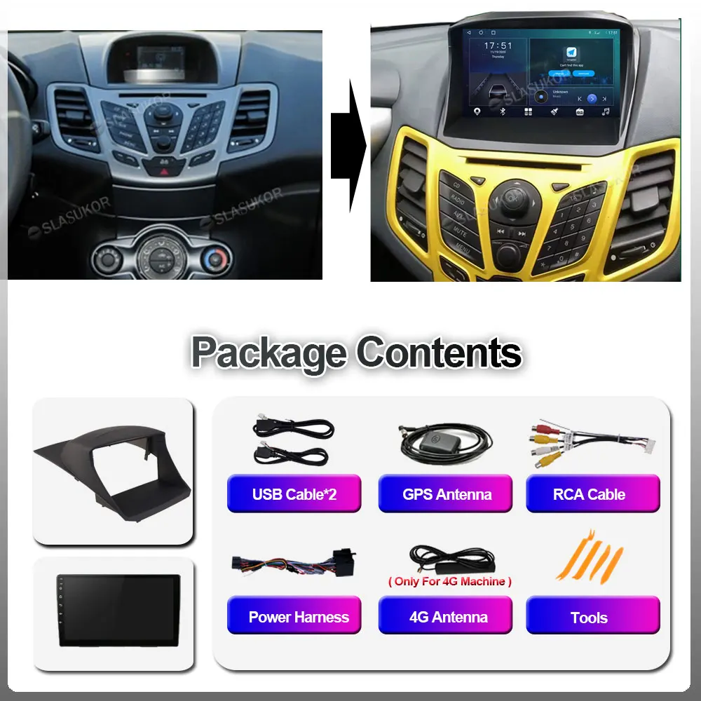 Автомобильное радио 9 дюймов Android 10 для Ford Fiesta 2009 2010 2011 2012 2013 2014 Авторадио DSP 4G 8 ядер