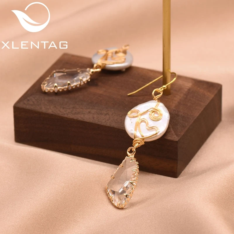 XlentAg Geometric Baroque Pearl For Women Girl Wedding Gift Korean Earrings Fine Jewellery Boucle D'oreille Femme GE0809
