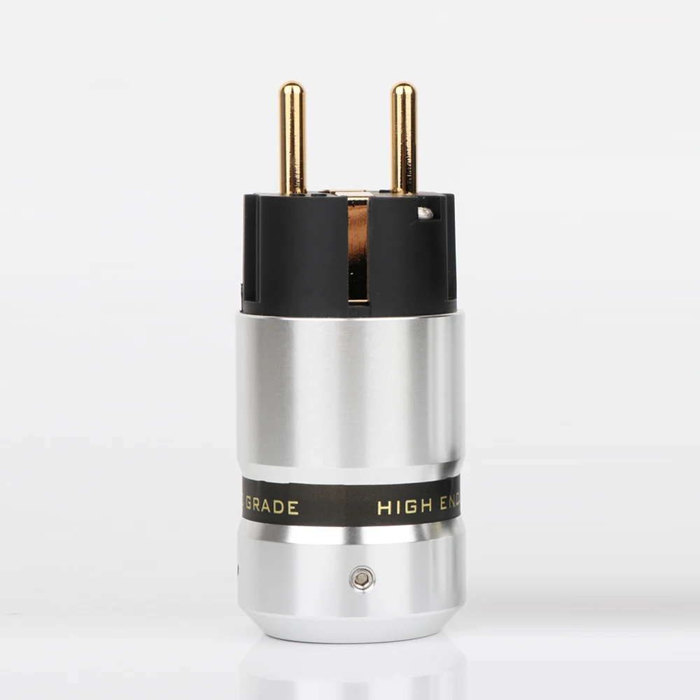 P080EG Preffair High End IEC Female Connector 24K Gold Plated EUR Schuko male Power Plug for DIY Cable |