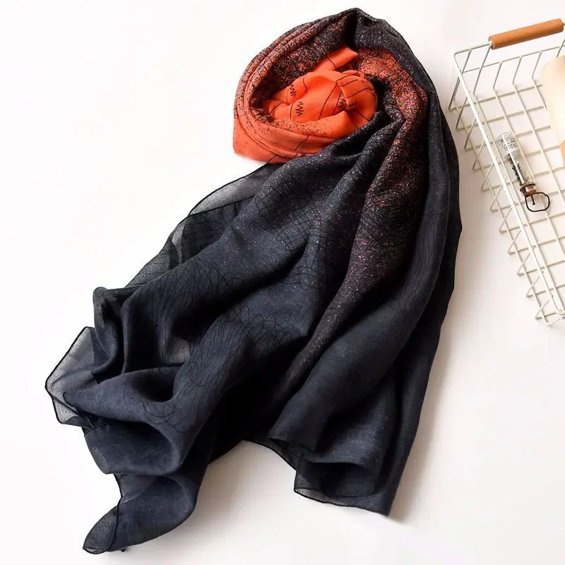 Orange Scarf Осень женский пэчворк хлопок и лен шарф женские шарфы широкий браслет одеяло теплый палантин Повседневный мягкий женский длинный платок - Цвет: Orange Scarf