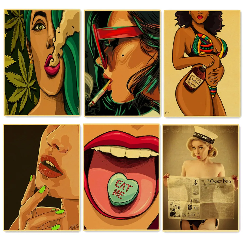 Сексуальный постер в стиле ретро для аниме девушек настенная бумага настенное