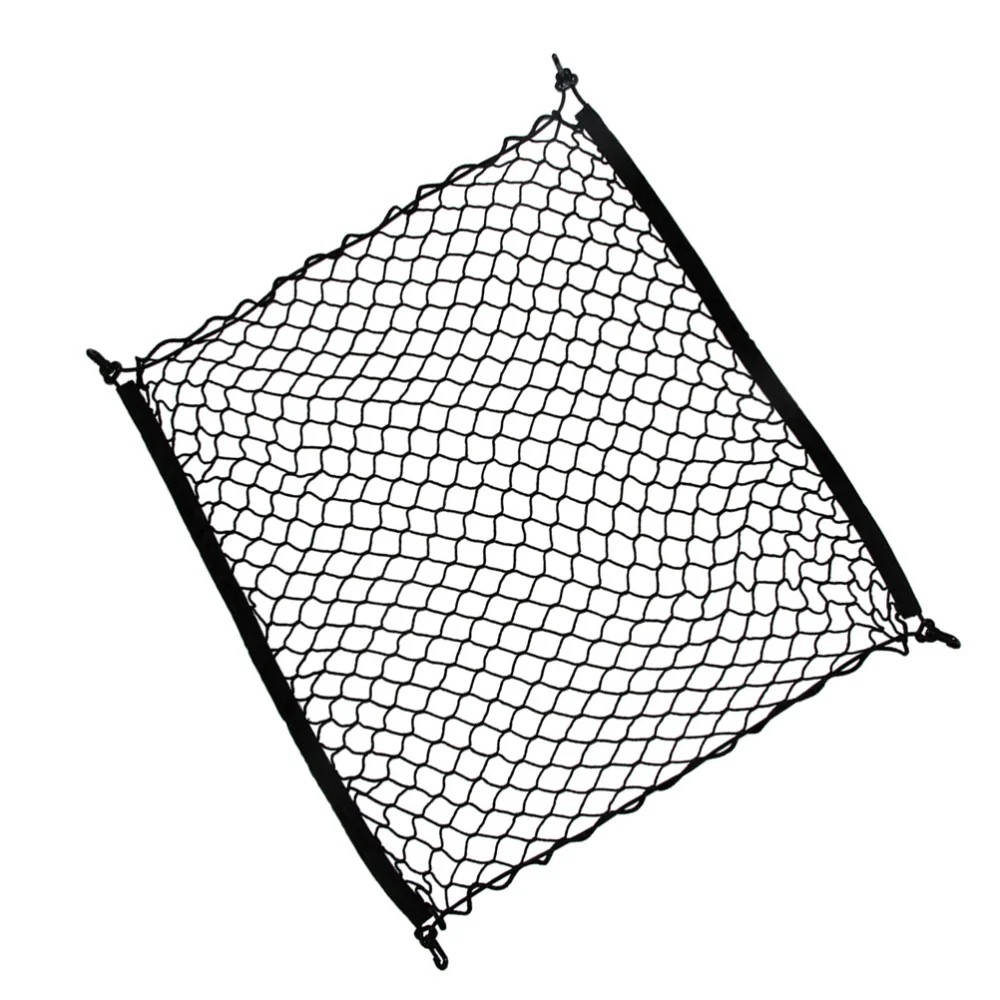 

70 x 70cm Dual Layer Mesh Storage Net Car Trunk Cargo Organizer with 4 Hooks Auto Accessory
