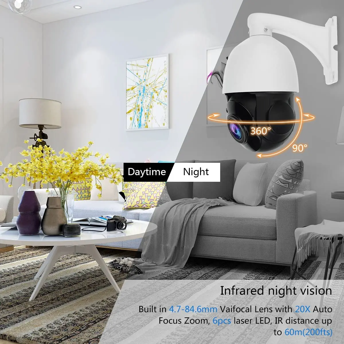 Скоростная купольная камера видеонаблюдения POE 100 м ИК видение 4K IP s WDR Defog 8 Мп 5 HD