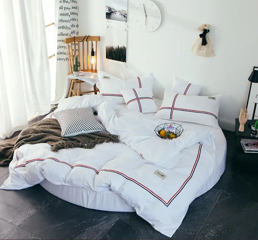 100% натуральный хлопок круглая кровать простой 4 шт. отельный Активный с принтом