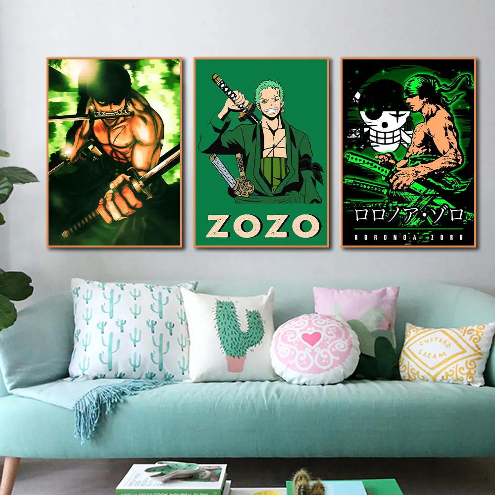

One Piece Japanese Roronona Zoro Pirate King Poster Wall Art Decoration Canvas Painting Cuadros Mural Home Kids Room Decor