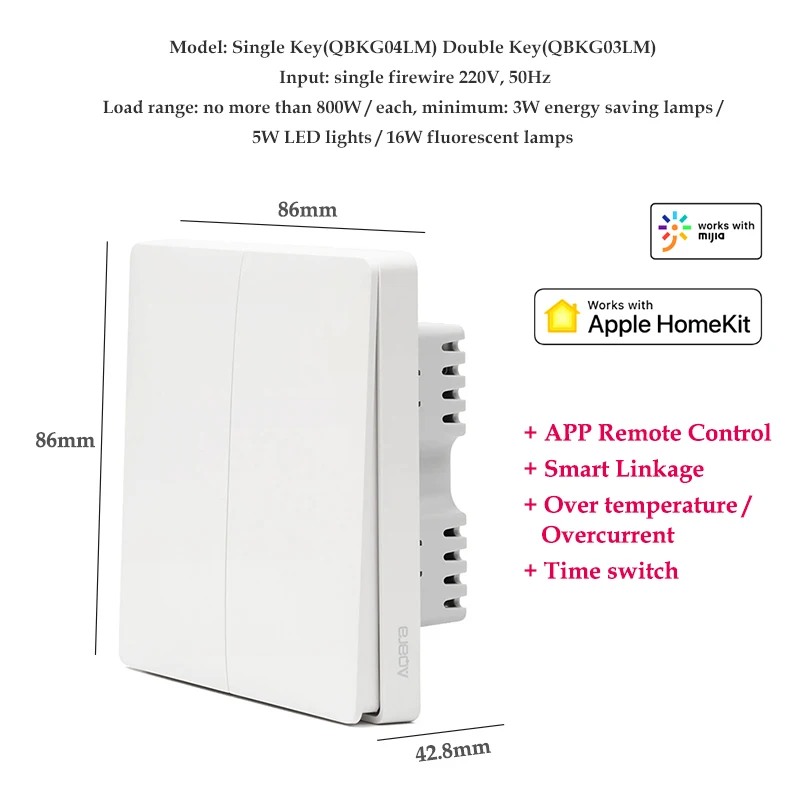 Настенный выключатель Aqara ZigBee Беспроводной Выключатель с одним проводом