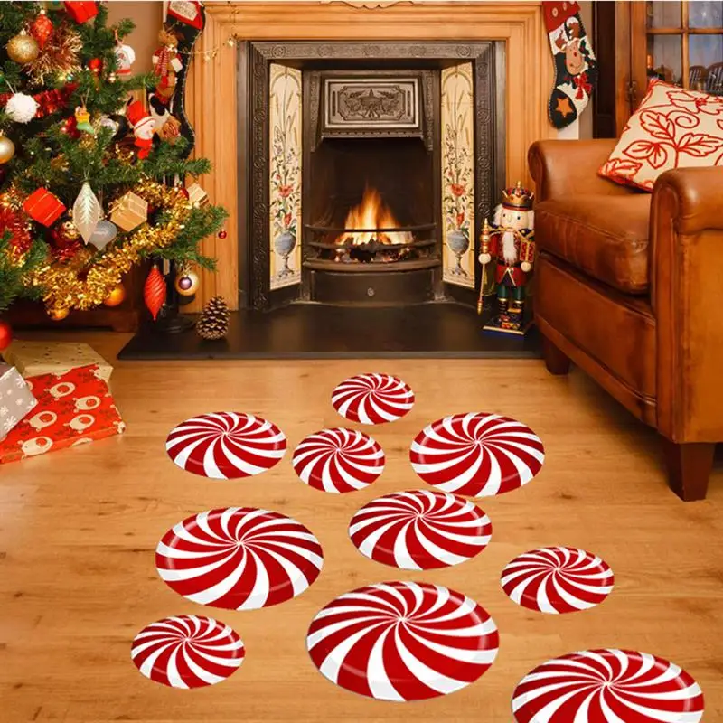 12 шт. Рождественская наклейка на пол круглая конфетная напольная &quotЛестница&quot