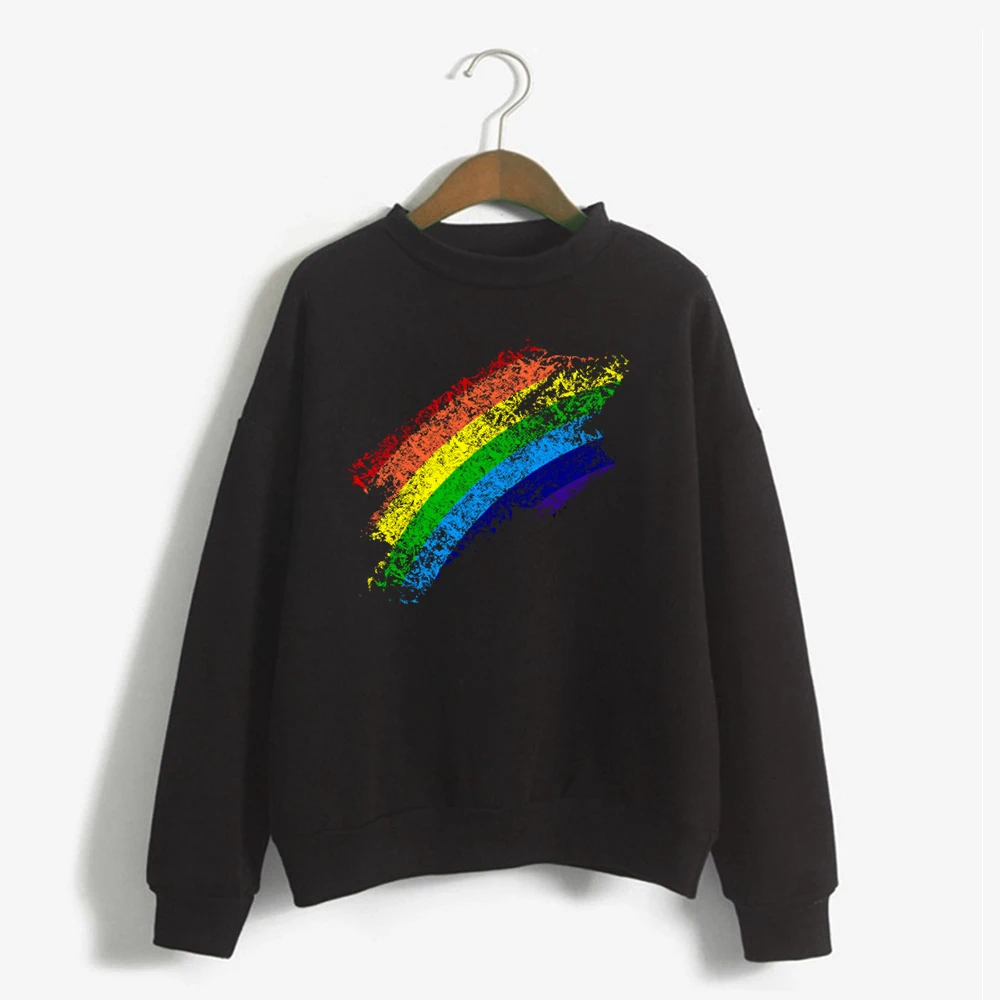 

Sweatshirts Autumn Winter Warm Fleece Rainbow Print Sweatshirts Design Pullover Funny Fashion Clothes High quality 100% cotton
