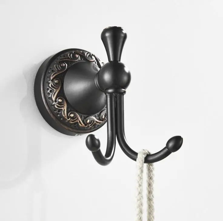 Черные крючки для халата в ванную комнату латунные подвешивания одежды крючок