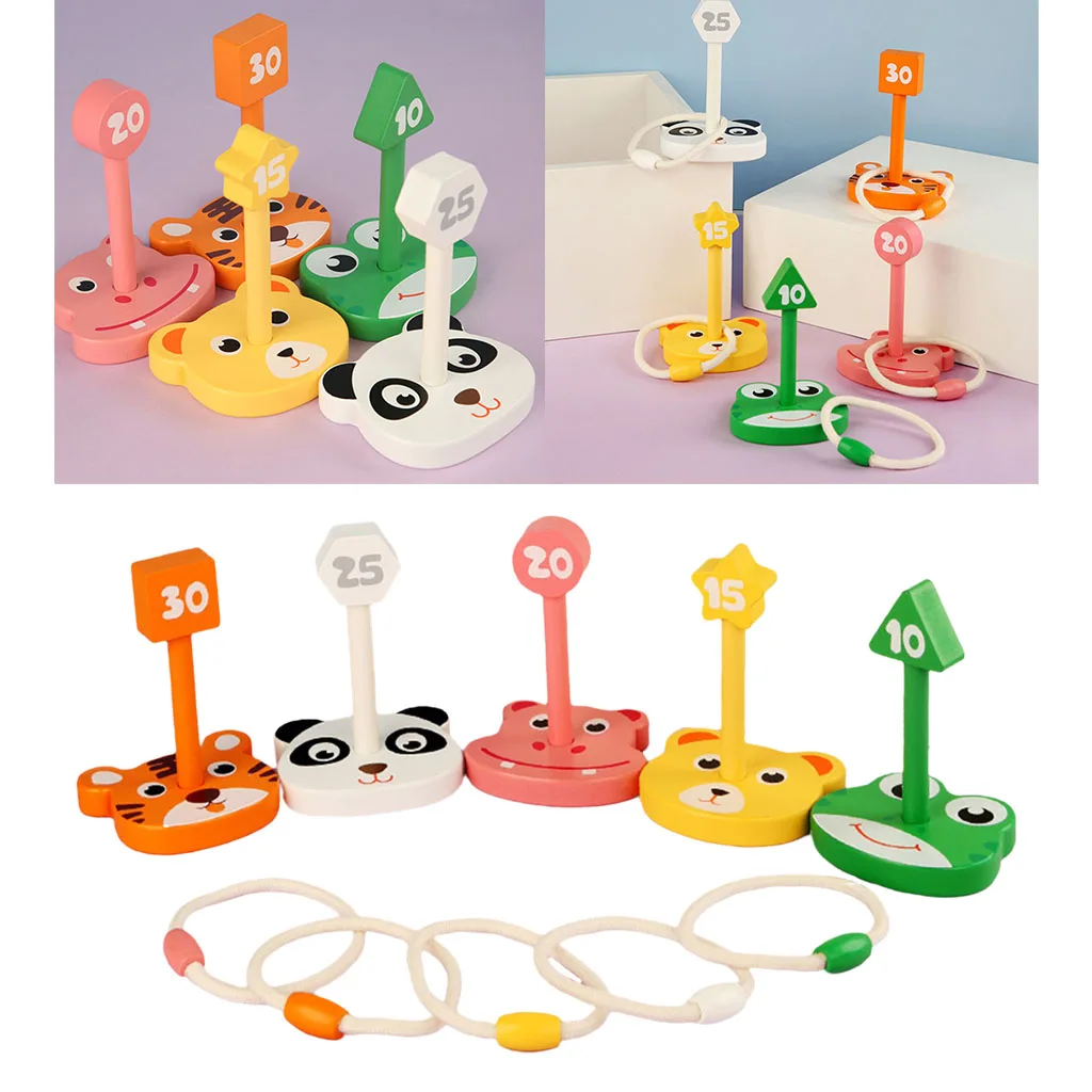 

Wooden Wood Ring Toss Game 5 Pegs & 5 Rings Toys for Developing KIds Ability