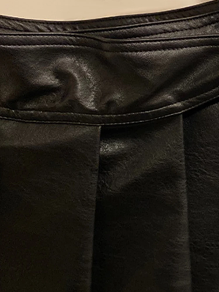 Lautaro Черная юбка-миди из искусственной кожи с высокой талией для женщин Длинные