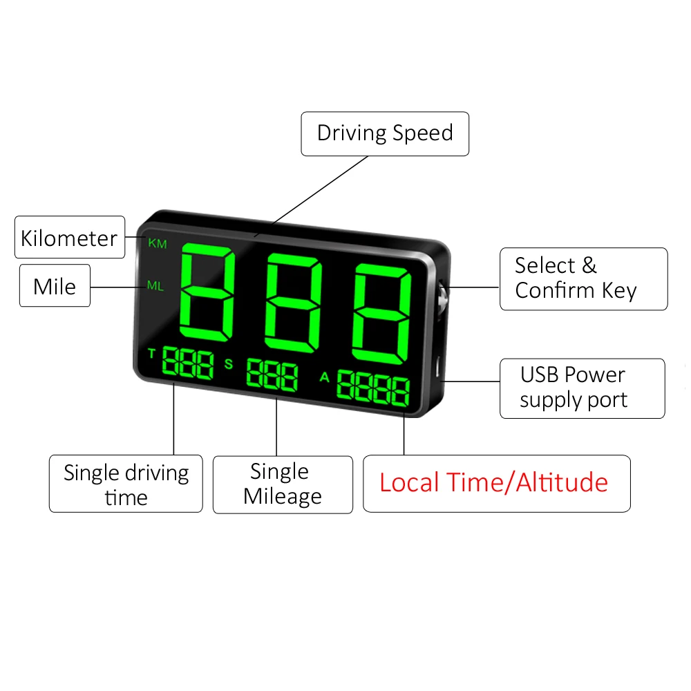 Цифровой автомобильный измеритель скорости GPS HUD с большим дисплеем 4 5 дюйма