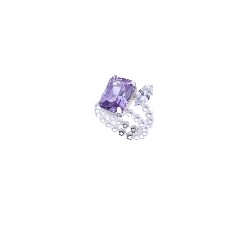 

Jinwan Worry Series New Niche Original Ins Simple Christmas Vintage Zircon Open-End Pearl Ring Female