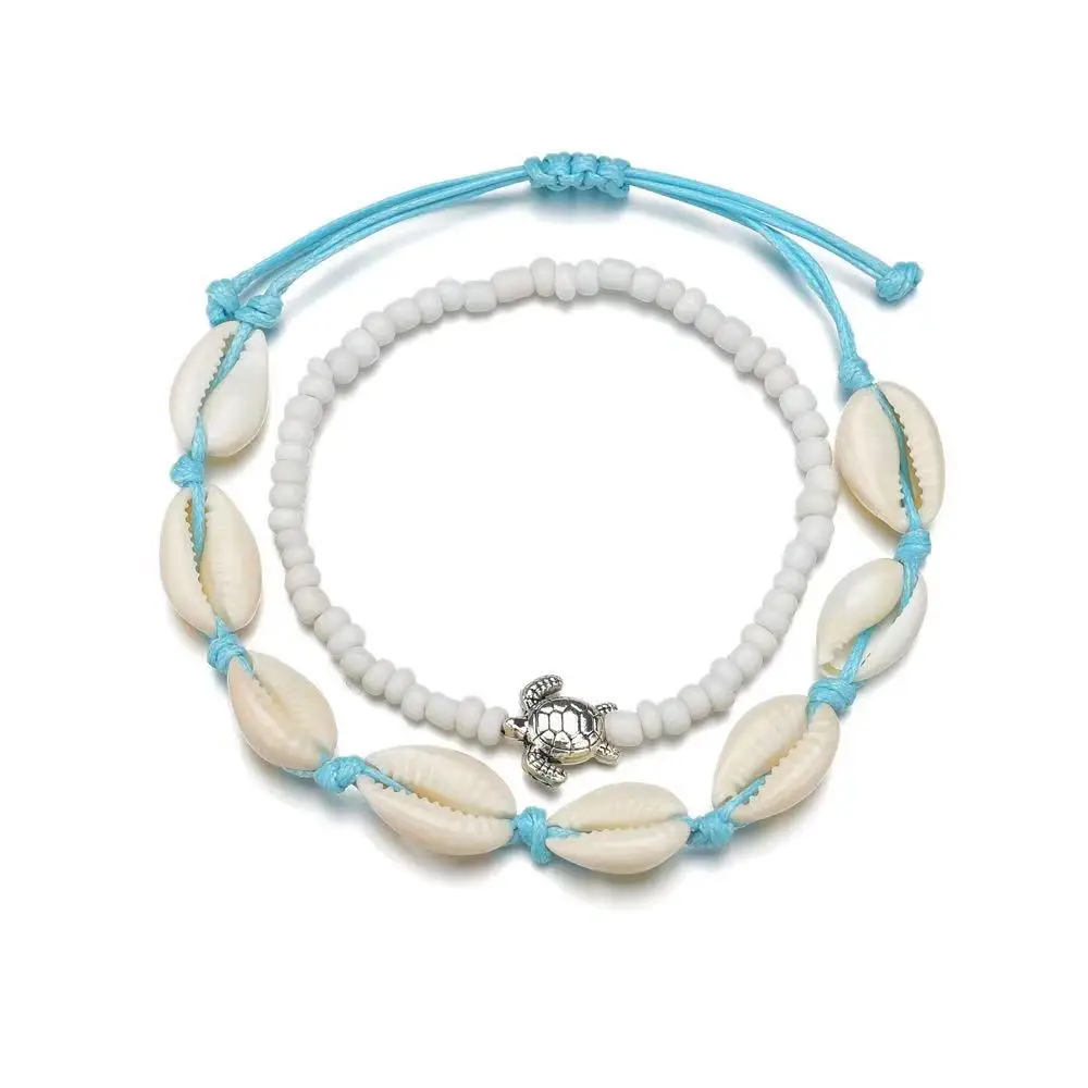 

GRAPES Women Tortoise Anklets For Female Bohemian Shell Heart Summer Ankle Bracelets Girls Barefoot on Leg Chain Jewelry Gift