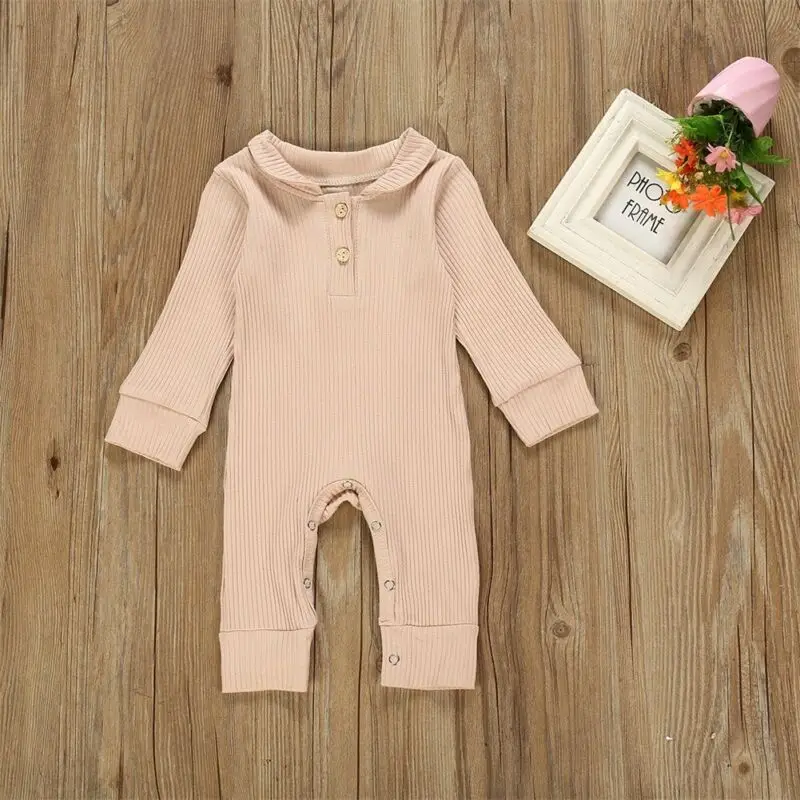 2019 Baby Spring Autumn Clothing Newborn Infant Boy Girl Solid Color Romper Ribbed Playsuit Jumpsuit Outfit Clothes | Детская одежда и