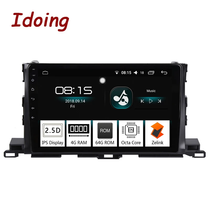 Автомагнитола Idoing 10 2 дюйма 4 Гб + 64 ГБ 2.5D IPS 8 ядер 1 Din Android мультимедийный плеер