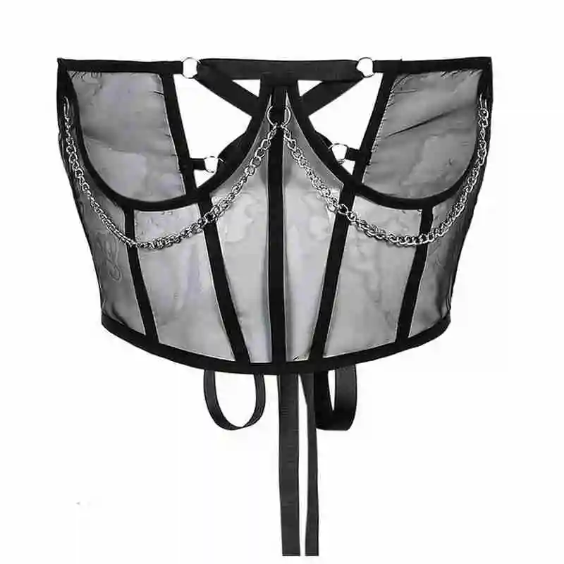 

Sexy Mesh Fishbone Support Chest Waistband Hollow See-Through Summer and Girdle Material Suitable Slim Comfortable Soft Spr J9H4