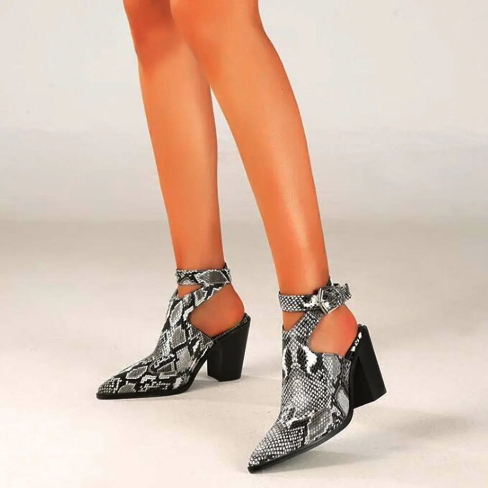 2020 fashion Big Size 42 Square high heels Top Quality Elegant Lady snake skin summer spring Party Shoes slingback pumps Women | Обувь