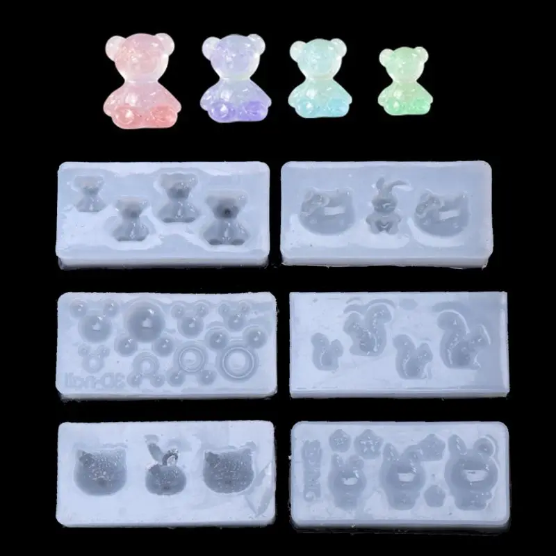 

6 шт 3D животная силиконовая Нейл-арт Декор резиновый кабошон кулон ювелирные изделия в комплекте набор форм для украшения