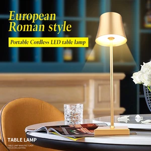 Светодиодный ная Водонепроницаемая перезаряжаемая настольная лампа из алюминиевого сплава, приглушаемый металлический светильник для бара, гостиной, чтения, офиса