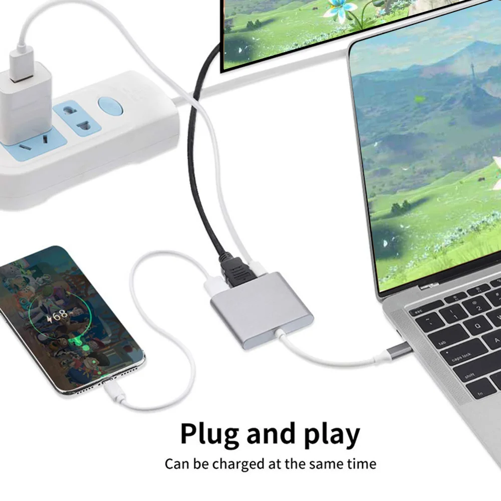 

Multifunctional Conversion Cable USB 3.1 Type-C to PD Data HDMI-Compatible Docking Station for Notebooks Mobile Phones Tablets