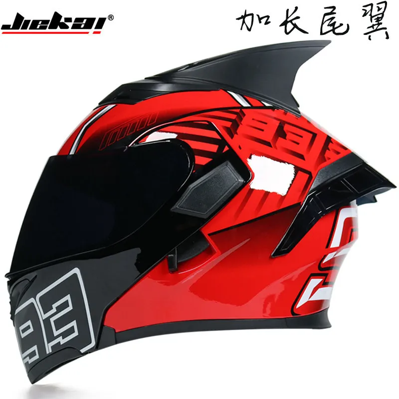 Jiekai Motorcycle Helmet Modular Flip Up Safety Casco Moto Racing Street Bike Dual Lens Helmets Horns Interior Visor Full Face images - 6