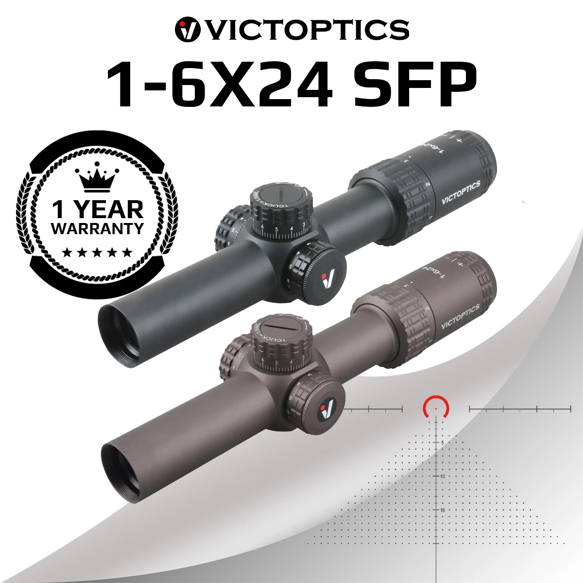 Оптический прицел VictOptics S6 1-6x24 SFP с длинным рельефом и освещением регулировка 1/5