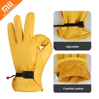 xiaomi leather working gloves men women elastic wrist tough cowhide working gloves for gardeningmotorcycle safe work glove