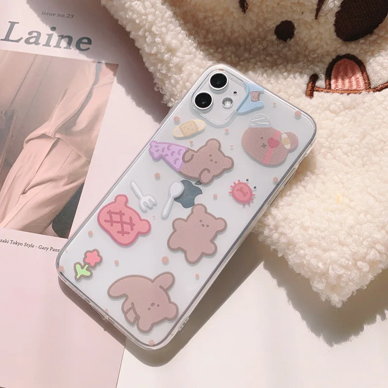 

Cartoon bear mobile phone case is suitable for iPhone11 12Pro Max mini X XR XS XSMax 8 7PluS anti-fall protective back cover
