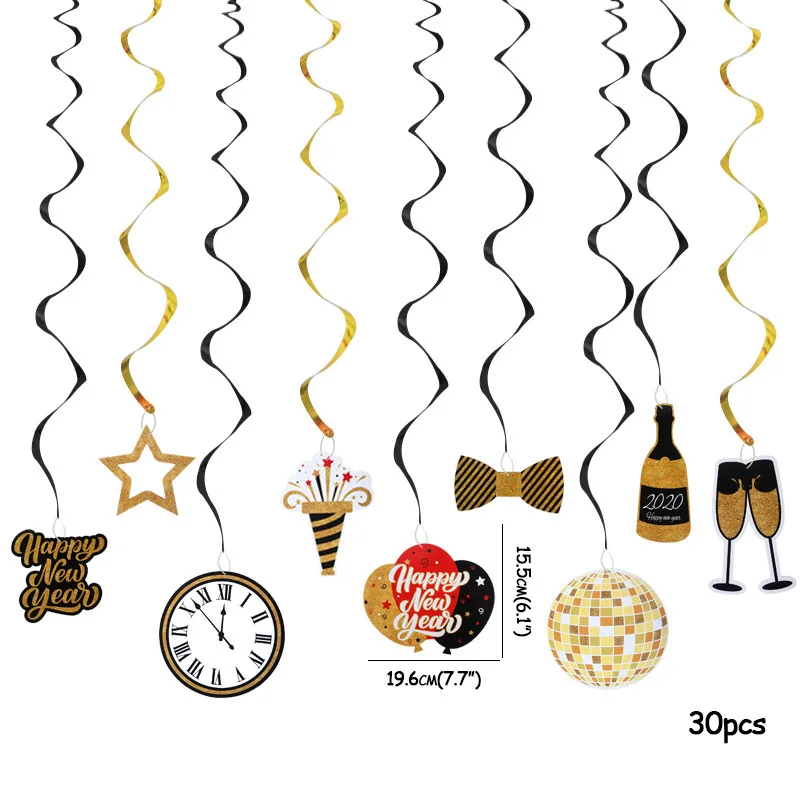 1set Hanging Swirls Новогодние очки Счастливого Нового года Счастливого Рождества фоторамка реквизит Navidad Рождественская декоративная фотобудка new year noel - Цвет: 1set Hanging Swirls