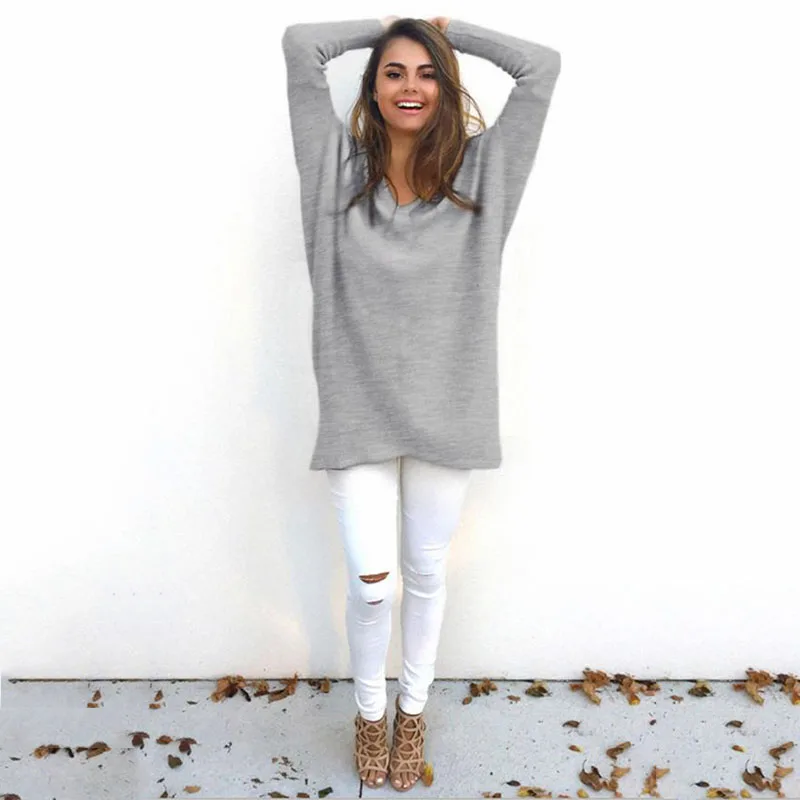 Модная Осенняя Женская толстовка с v-образным вырезом и длинными рукавами |