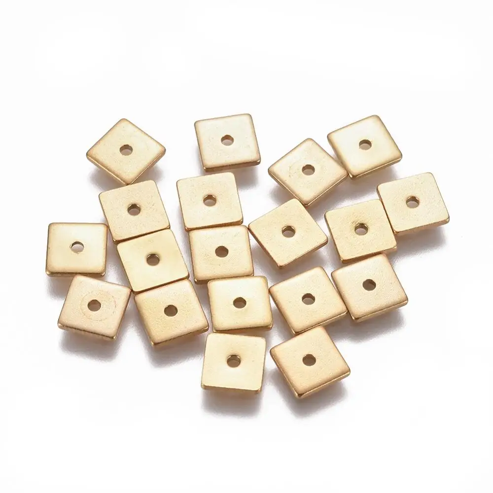 

20Pcs 304 Stainless Steel Spacer Beads Flat Round/Square Shape Loose Beads for DIY Bracelets Necklace Jewelry Making Accessories