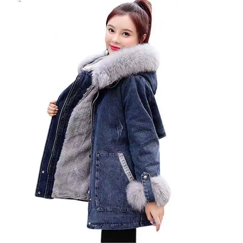 

Женская куртка с капюшоном свободные детские джинсы х/б Пальто качественное пальто из овечьей шерсти для детей; Осень-зима джинсовая куртка...