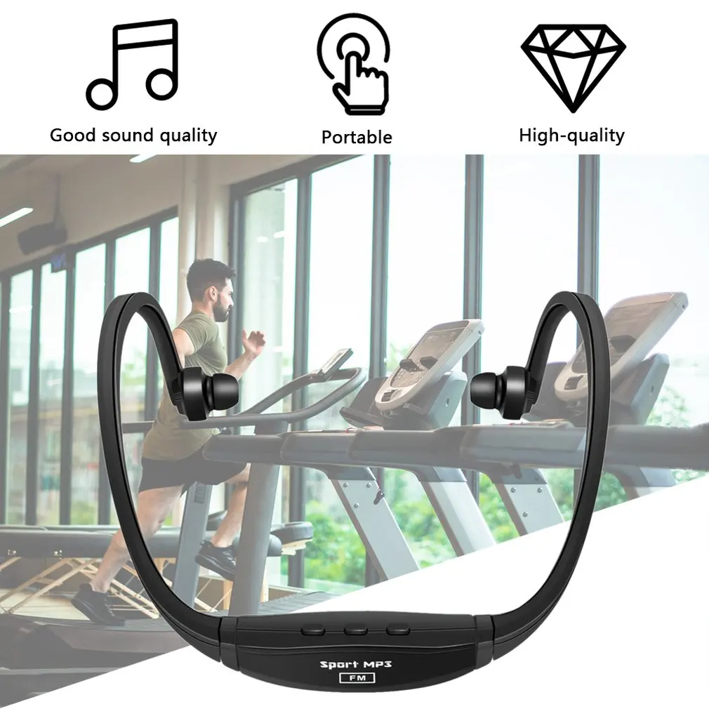 

2GB Sports Earphone Wireless Running Playing Outdroor Headphone MP3 Music Player TF Card Slot Stereo Waterdicht Running Headset