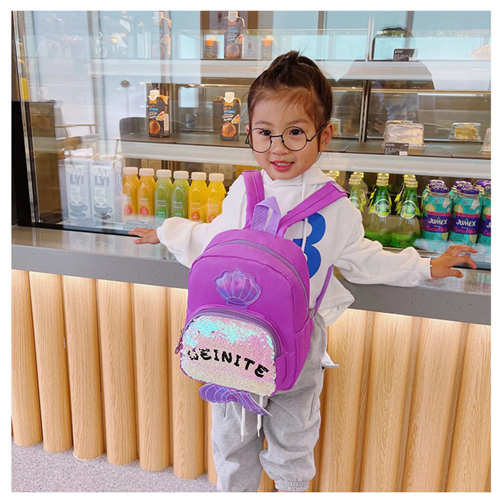 Детский рюкзак на молнии с мультипликационным рисунком для маленьких девочек