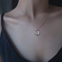 hot sale delicate fashion 925 sterling silver curved moon pendants necklaces gifts cute romantic for women birthday jewelry