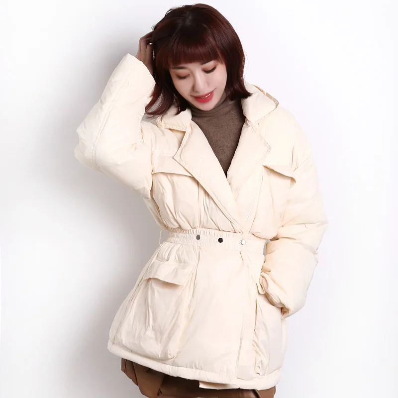 Fitaylor 2020 Large Hooded Winter Ultra Light Jacket Women 90% White Duck Down Thick Parkas Orange Warm Sash Tie Up Snow Coat | Женская