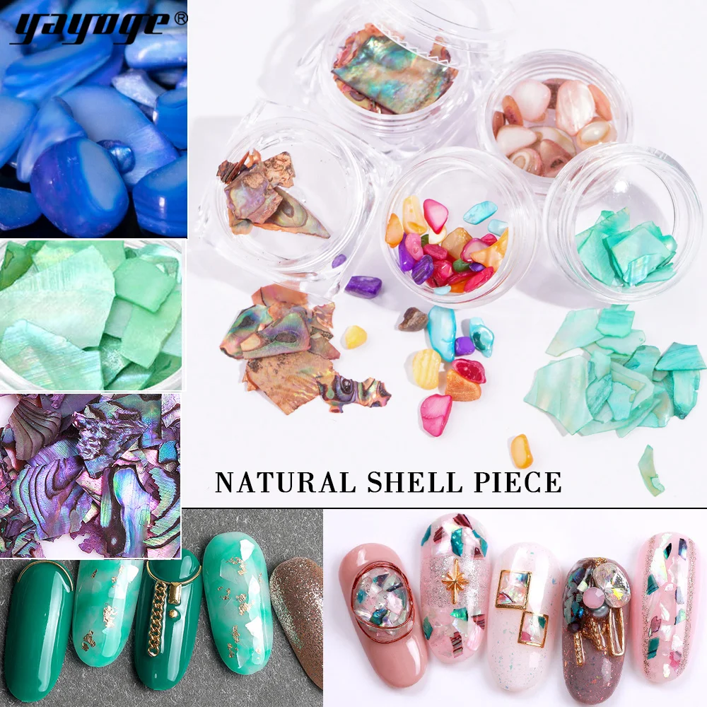

Yayoge Shell Irregular Nail Art Decorations Flake Slider Nails Shimmer Pearl Jewelry Tips Manicure Polish Nail Art Decorations