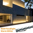 Водонепроницаемый светодиодный прожектор RGB, IP68, теплый белый свет, светильник для омывателя стен, рефлектор, прожектор для зданий и садов