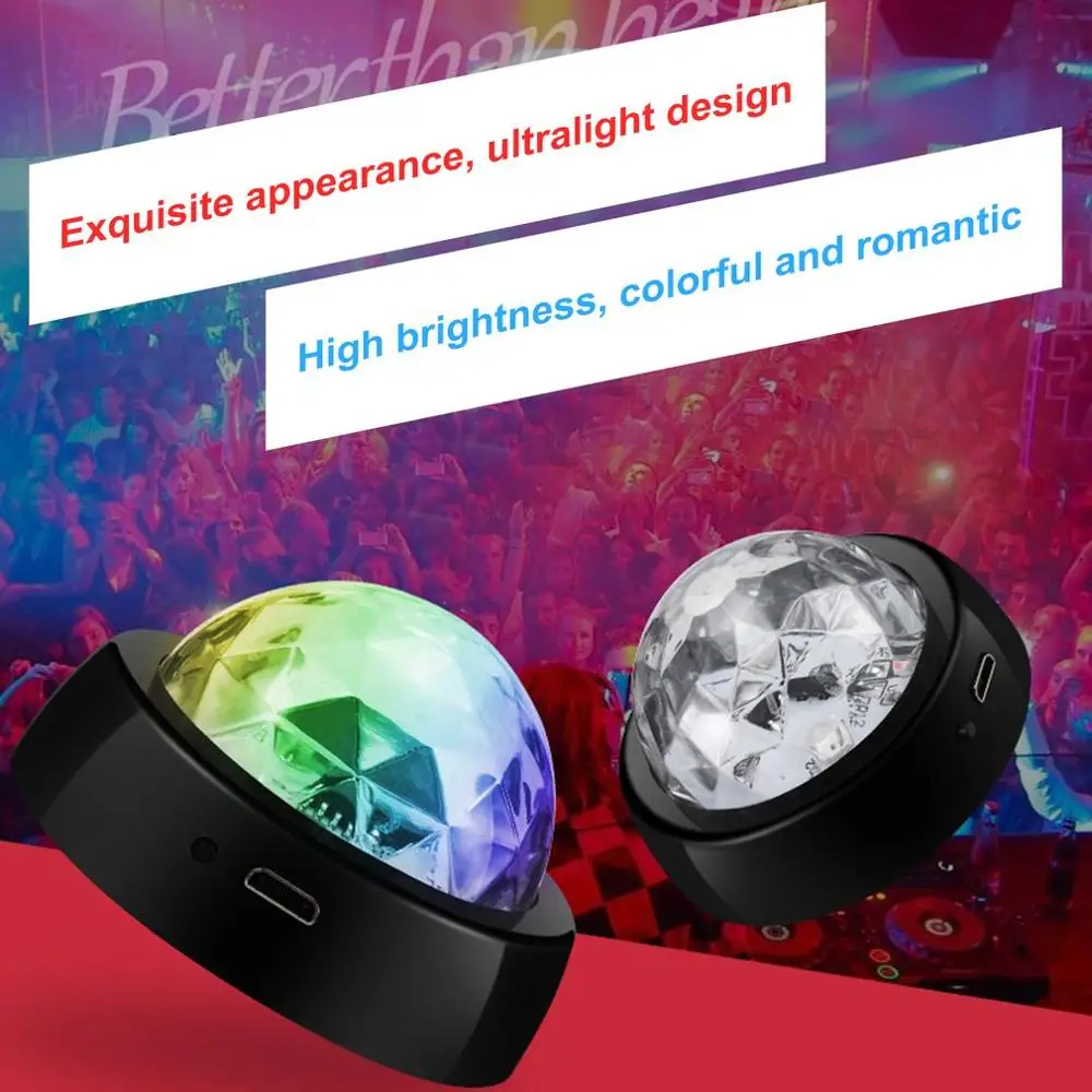 Светодиодный USB автомобильный атмосферный светильник со звуковым управлением