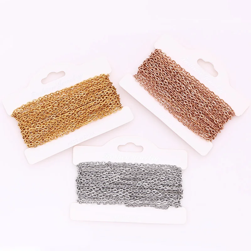 

5m/lot with Card Stainless Steel Link Necklace Chain For Jewelry Making Findings Accessories Bracelet DIY Supplies Width 1.5-3mm