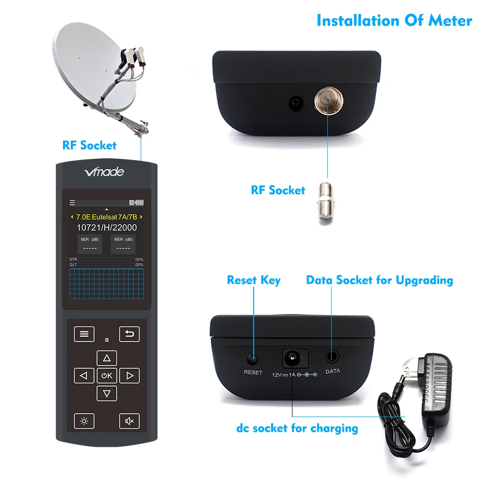Vmade DZ6370 спутниковый искатель для DVB-S2 Full HD 1080P FTA цифровой спутниковый искатель 3,0 экран высокой четкости метр Лидер продаж Германия