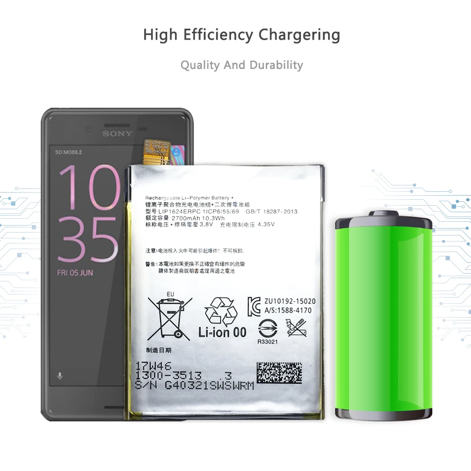 

Mobile Phone Battery For SONY Xperia X Performance F8132 Replacement Battery 2700mAh LIS1624ERPC
