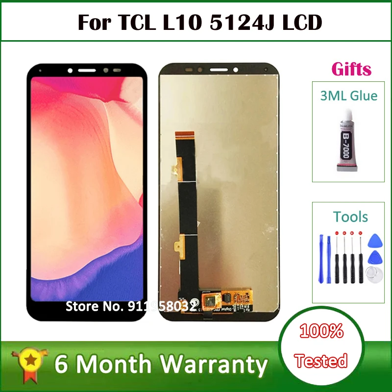 ЖК-дисплей 5,5 дюйма для TCL L10 5124J Sc9863a, ЖК-дисплей + сенсорный экран, дигитайзер, панель в сборе, ремонтные детали, ЖК-экран протестирован