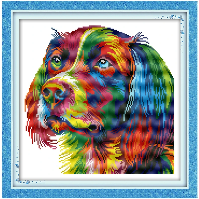 Набор для вышивки крестиком Rainbow dog 18 карат 14 11 хлопковая шелковая нить белая