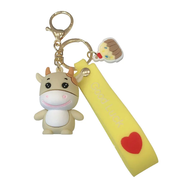 

New Zodiac cattle key chain pendant cute little cow bag chain for the life of lovers car key pendant