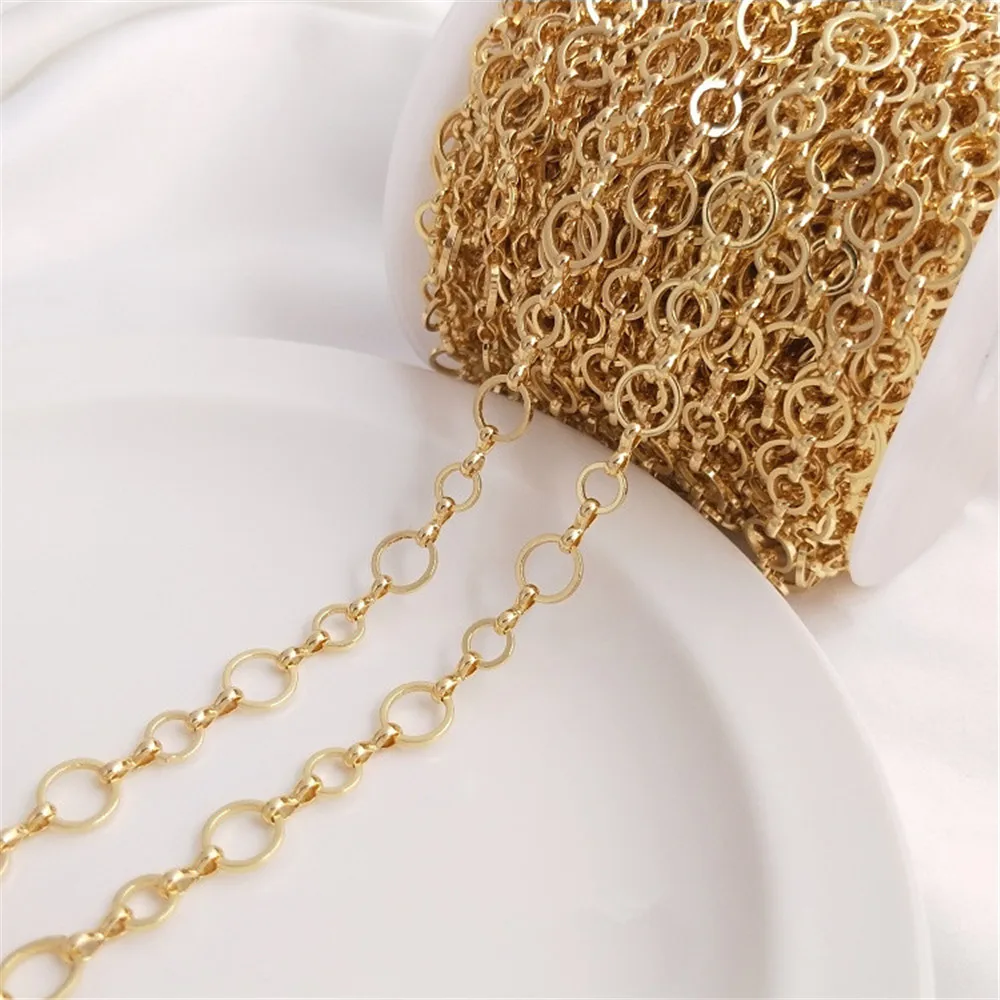 

14K Gold Filled 6+8mm ring chain round O chain manual loose chain DIY necklace bracelet accessories with chain materials